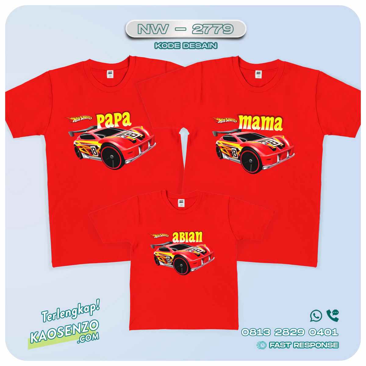 Baju Kaos Couple Keluarga Hotwheels | Kaos Family Custom | Kaos Hotwheels - NW 2779