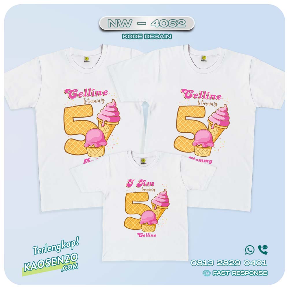 Baju Kaos Couple Keluarga Ice Cream | Kaos Family Custom Es Krim | Kaos Ice Cream - NW 4062