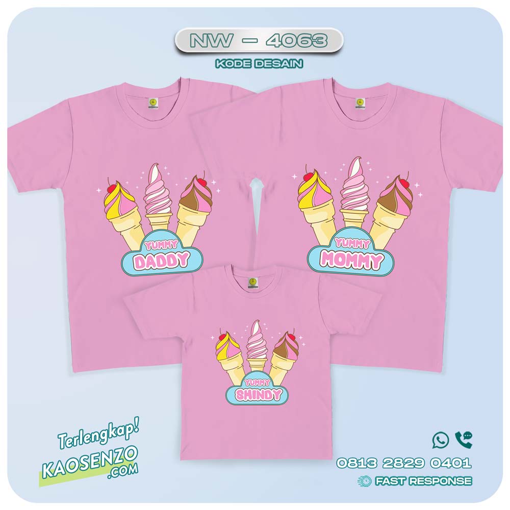 Baju Kaos Couple Keluarga Ice Cream | Kaos Family Custom Es Krim | Kaos Ice Cream - NW 4063