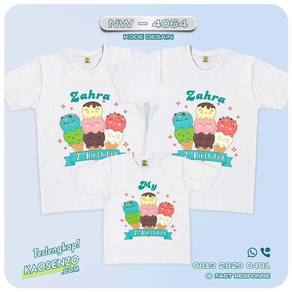 Baju Kaos Couple Keluarga Ice Cream | Kaos Family Custom Es Krim | Kaos Ice Cream - NW 4064