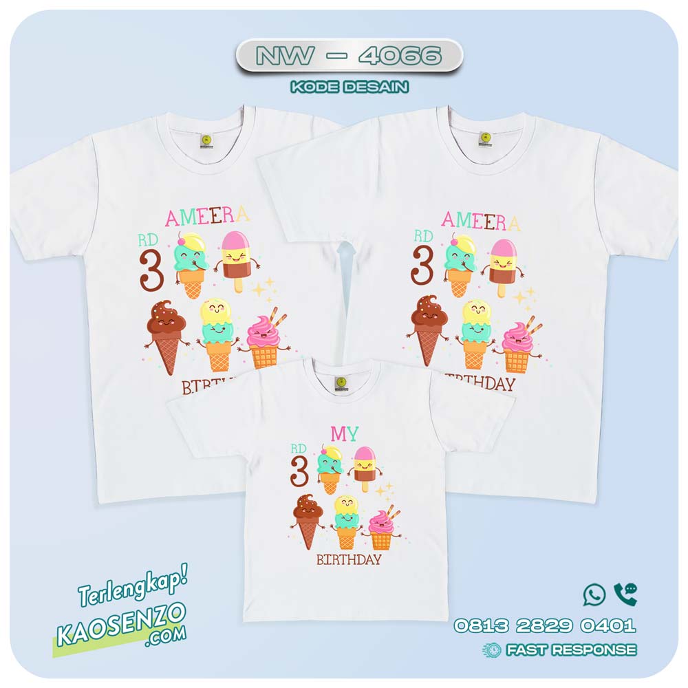 Baju Kaos Couple Keluarga Ice Cream | Kaos Family Custom Es Krim | Kaos Ice Cream - NW 4066