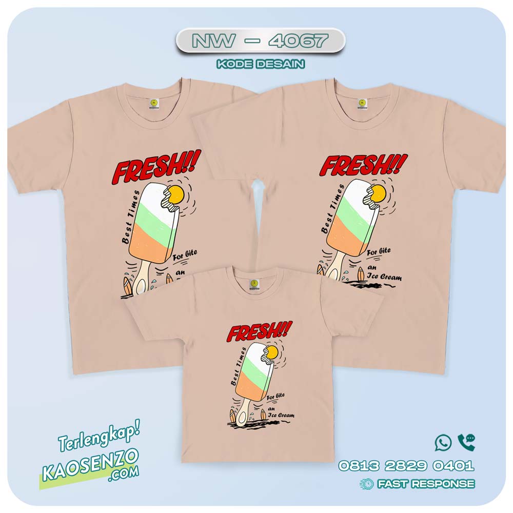 Baju Kaos Couple Keluarga Ice Cream | Kaos Family Custom Es Krim | Kaos Ice Cream - NW 4067