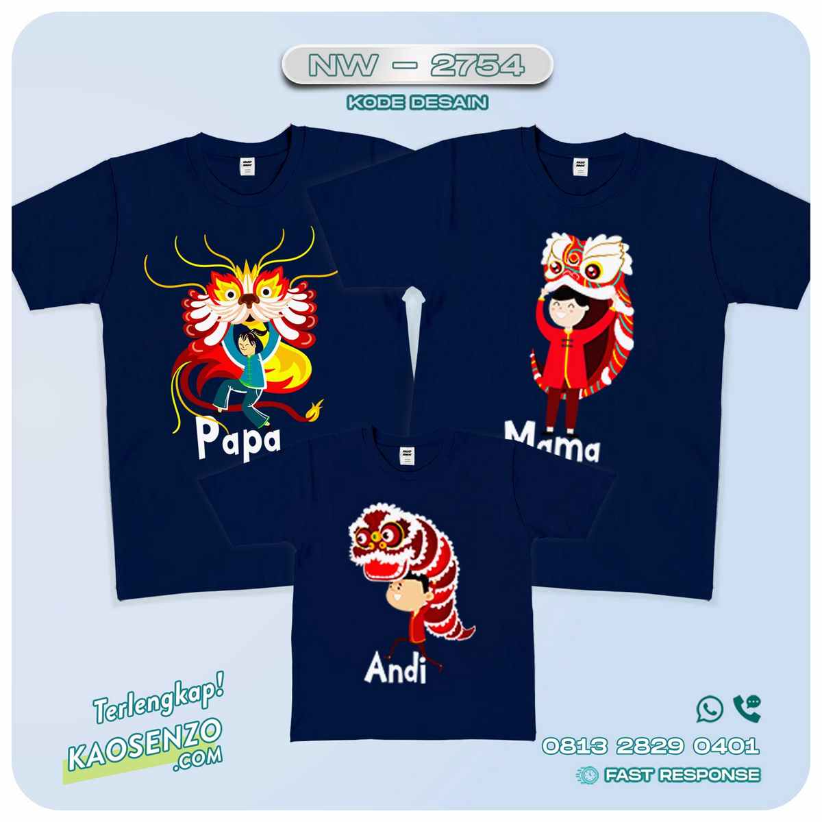 Baju Kaos Couple Keluarga Imlek | Kaos Family Custom | Kaos Imlek - NW 2754