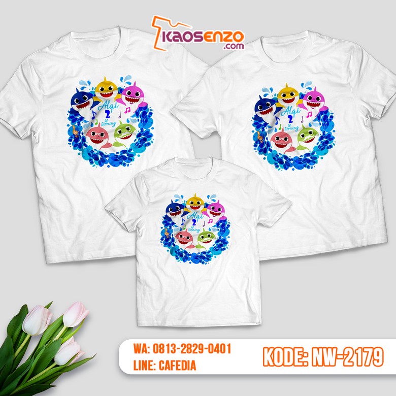 Baju Kaos Couple Keluarga Baby Shark | Kaos Family Custom | Kaos Baby Shark - NW 2179