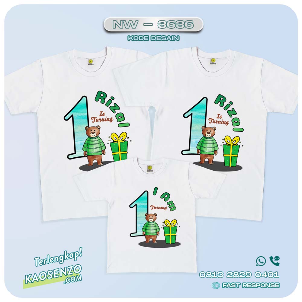 Kaos Couple Keluarga | Kaos Ulang Tahun Anak Beruang - NW 3636