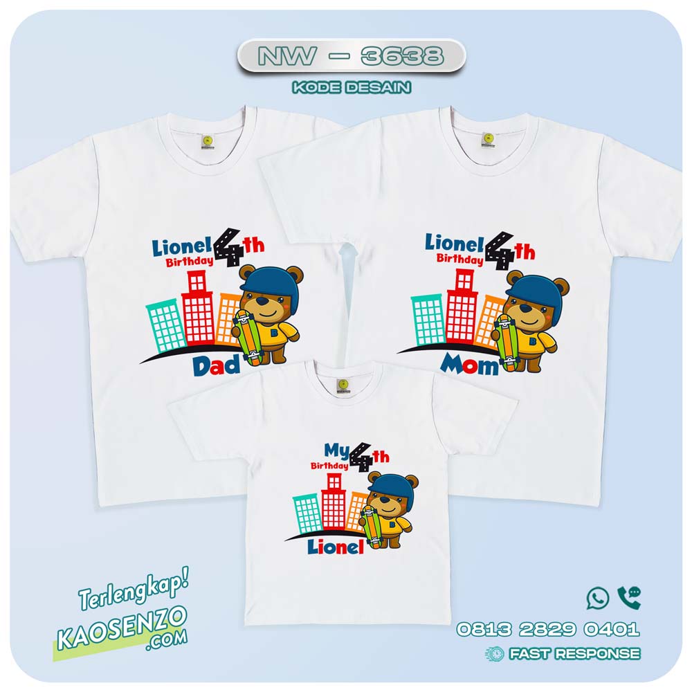 Kaos Couple Keluarga | Kaos Ulang Tahun Anak Beruang - NW 3638