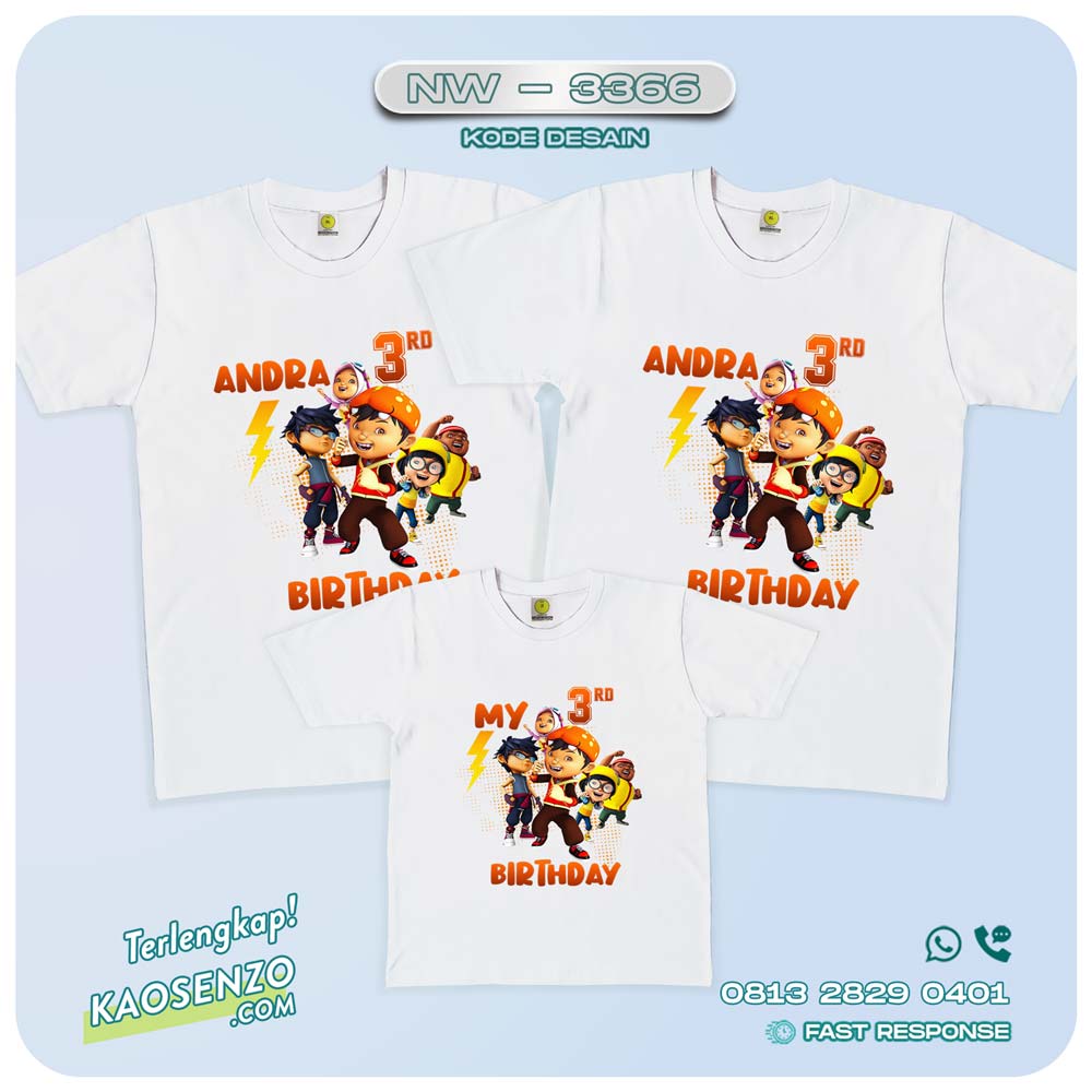 Baju Kaos Couple Keluarga Boboiboy | Kaos Family Custom | Kaos Boboiboy - NW 3366