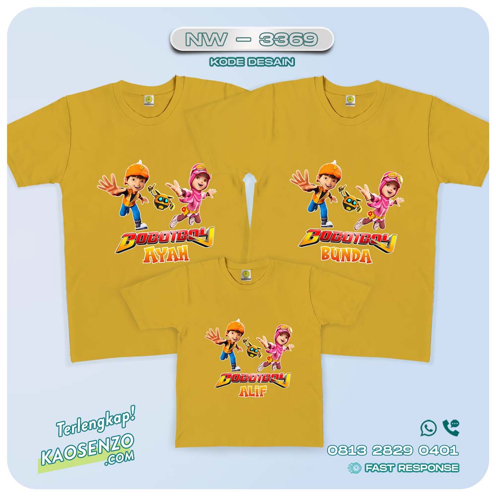 Baju Kaos Couple Keluarga Boboiboy | Kaos Family Custom Boboiboy - NW 3369