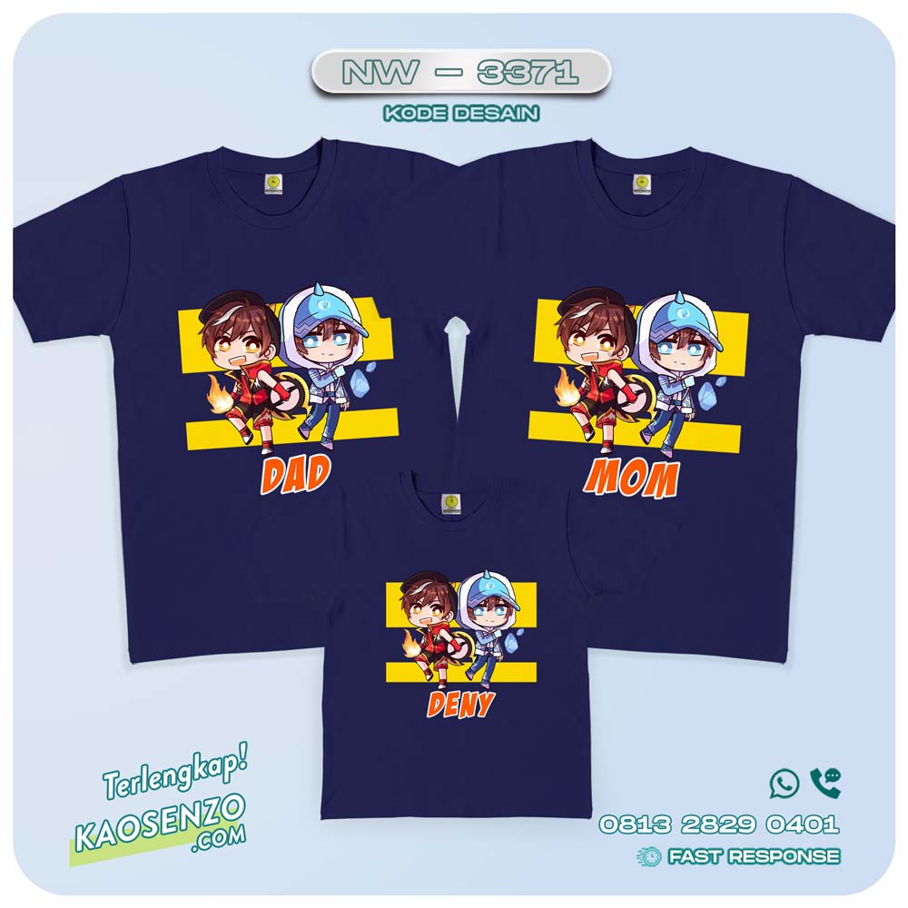 Baju Kaos Couple Keluarga Boboiboy | Kaos Family Custom Boboiboy - NW 3371