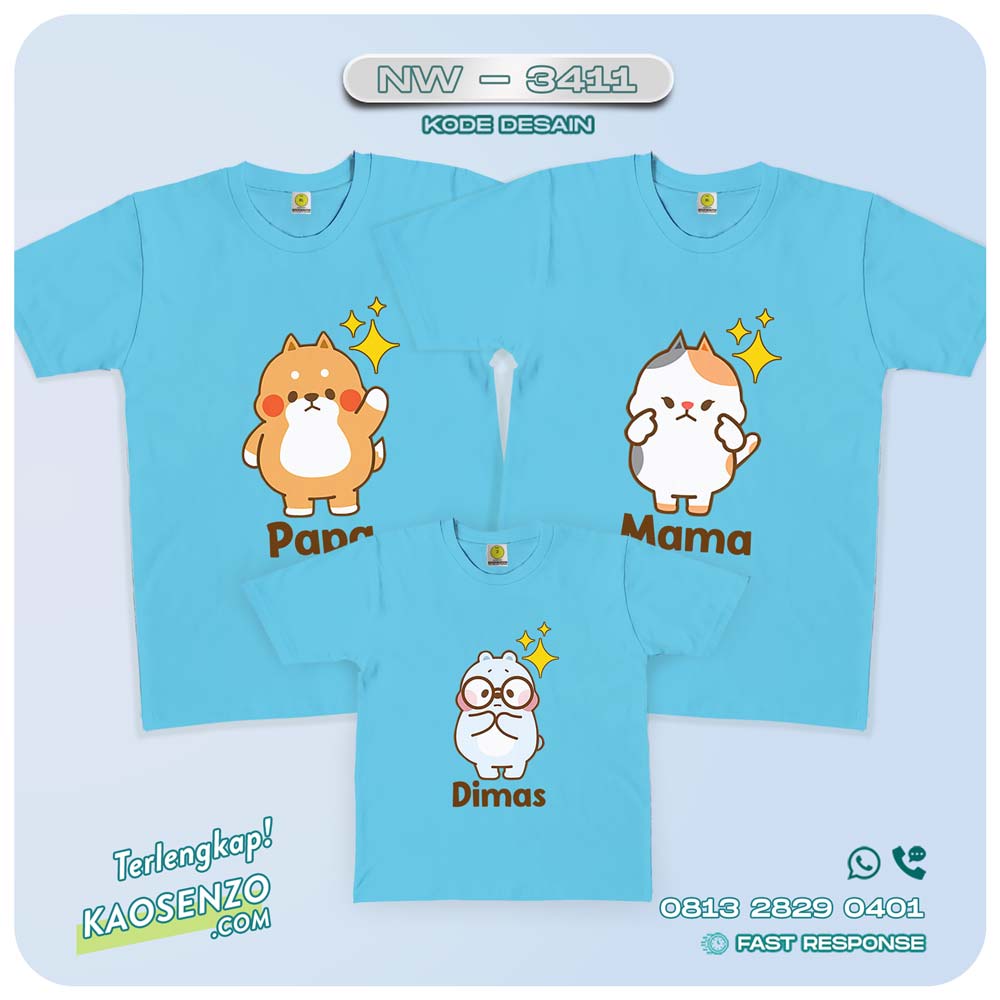 Baju Kaos Couple Keluarga | Kaos Family Custom Emoji-Stiker Tonton - NW 3411