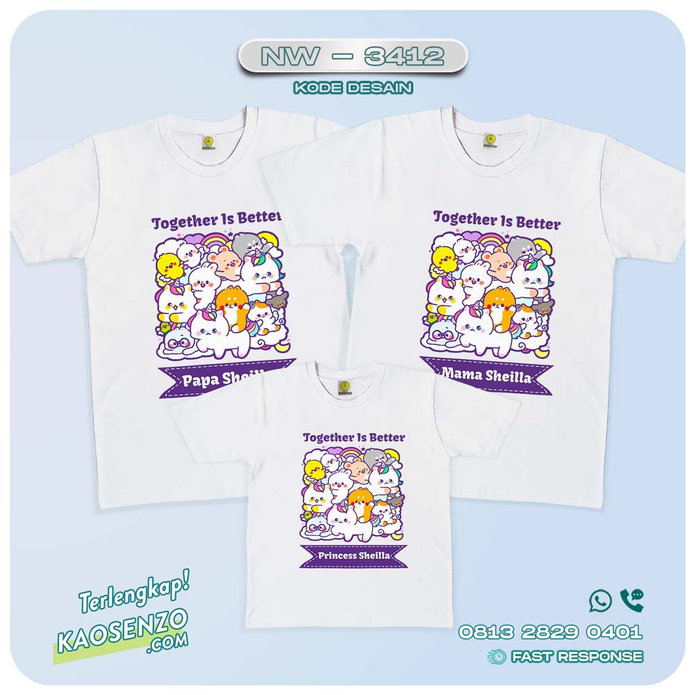 Baju Kaos Couple Keluarga | Kaos Family Custom Emoji-Stiker Tonton NW 3412