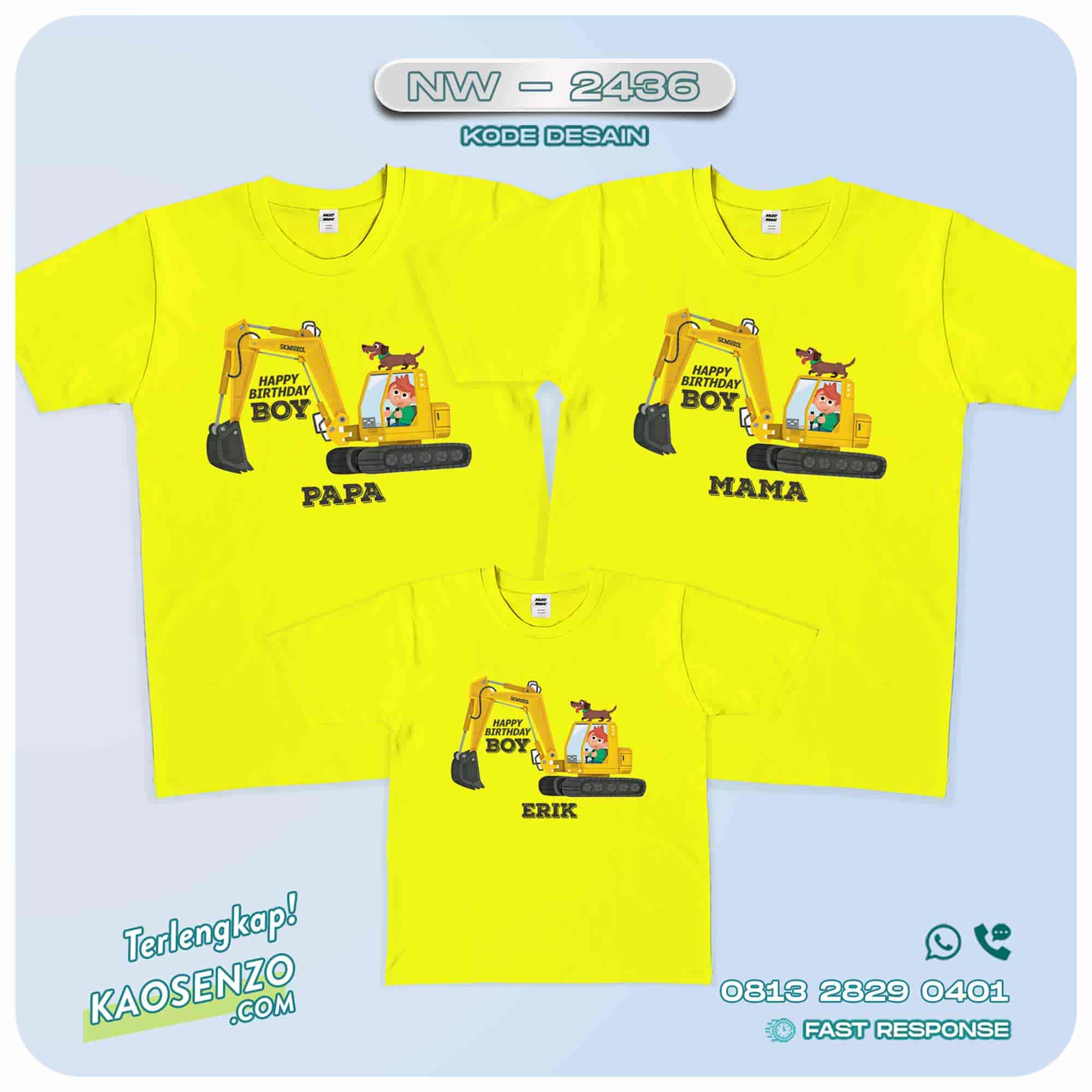 Baju Kaos Couple Keluarga Excavator| Kaos Ultah Anak | Kaos Excavator- NW 2436