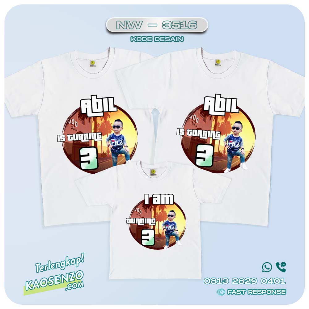 Baju Kaos Couple Keluarga | Kaos Family Custom Foto GTA - NW 3516