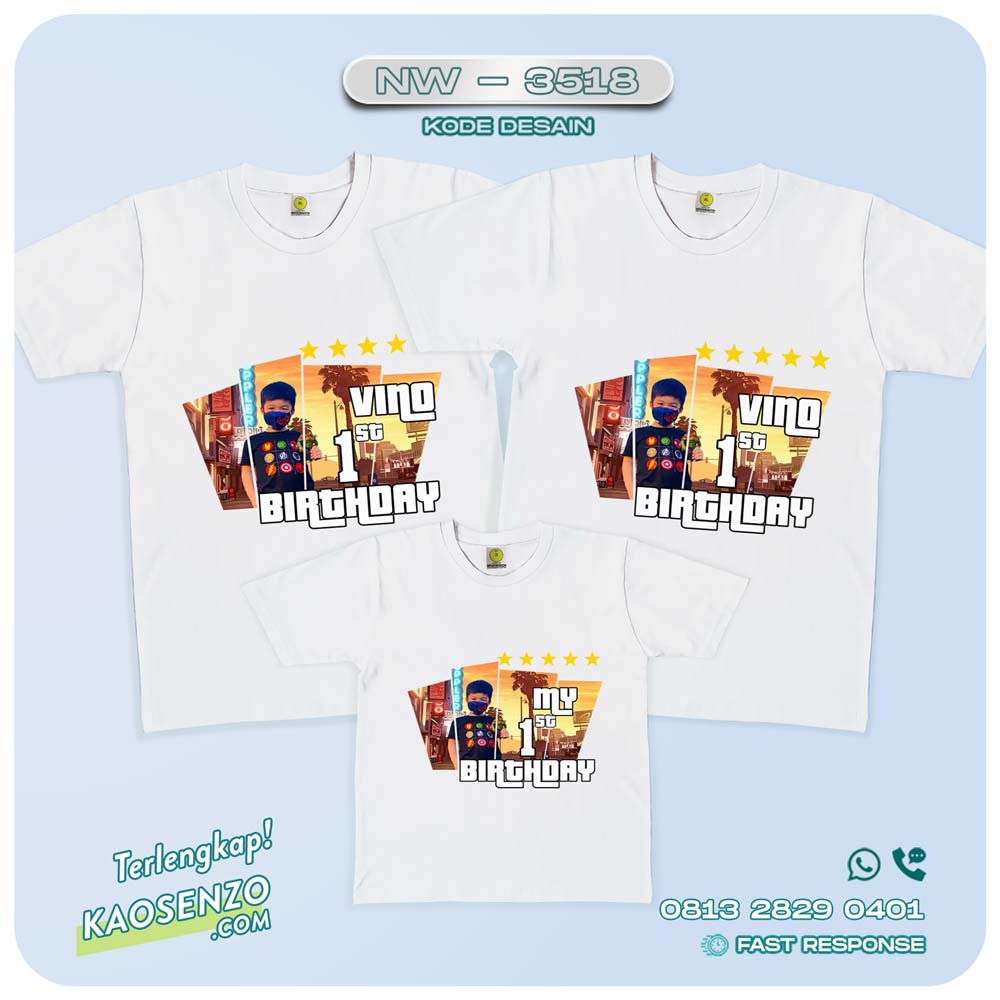 Baju Kaos Couple Keluarga | Kaos Family Custom Foto GTA - NW 3518