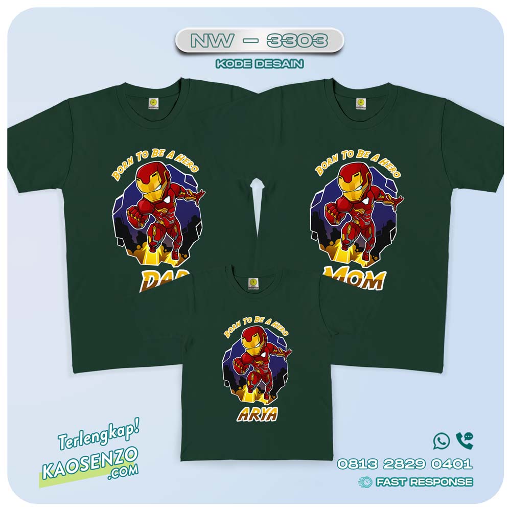 Baju Kaos Couple Keluarga | Kaos Family Custom Iron Man - NW 3303