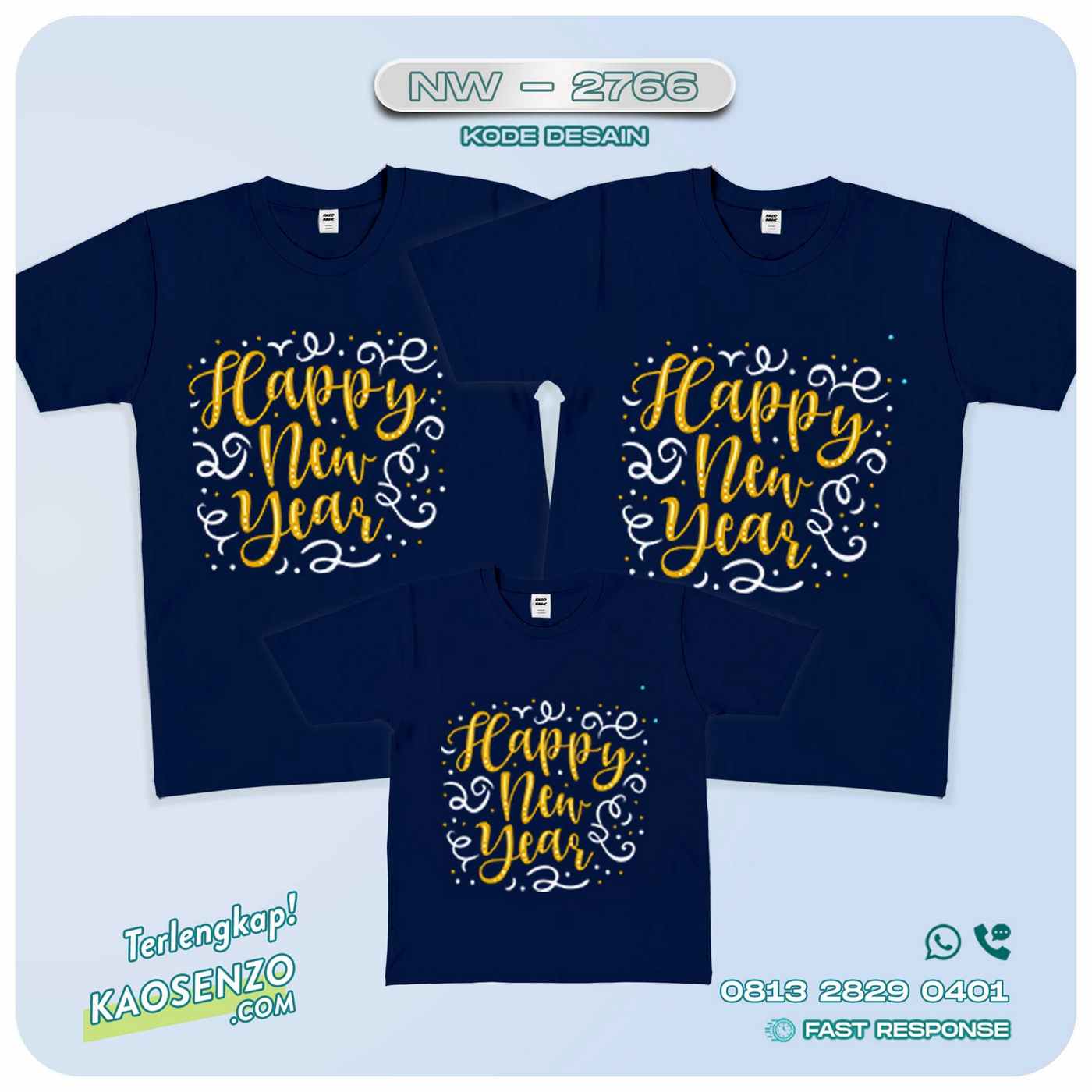 Baju Kaos Couple Keluarga Tahun Baru | Kaos Family Custom | Kaos Tahun Baru - NW 2766