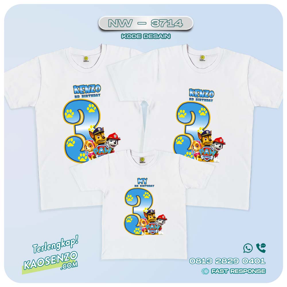 Baju Kaos Couple Keluarga Paw Patrol | Kaos Ultah Anak | Kaos Paw Patrol - NW 3714