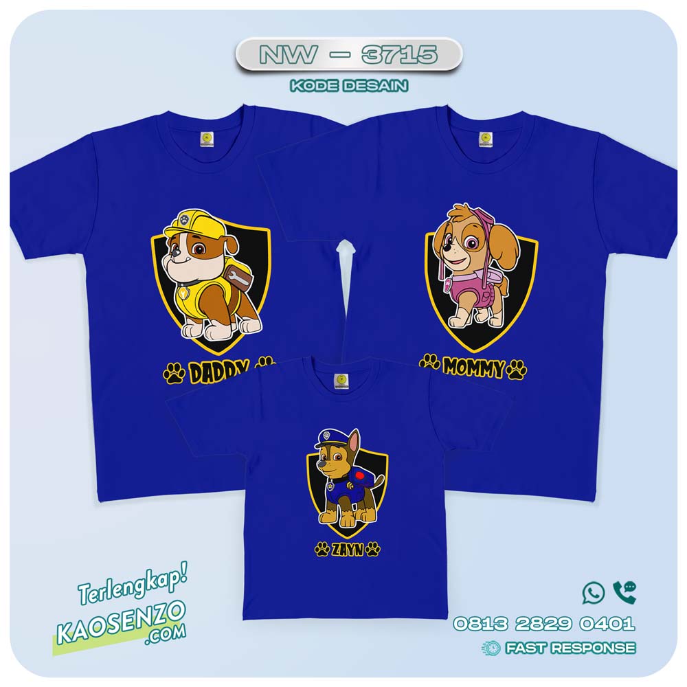 Baju Kaos Couple Keluarga | Kaos Family Custom Paw Patrol - NW 3715