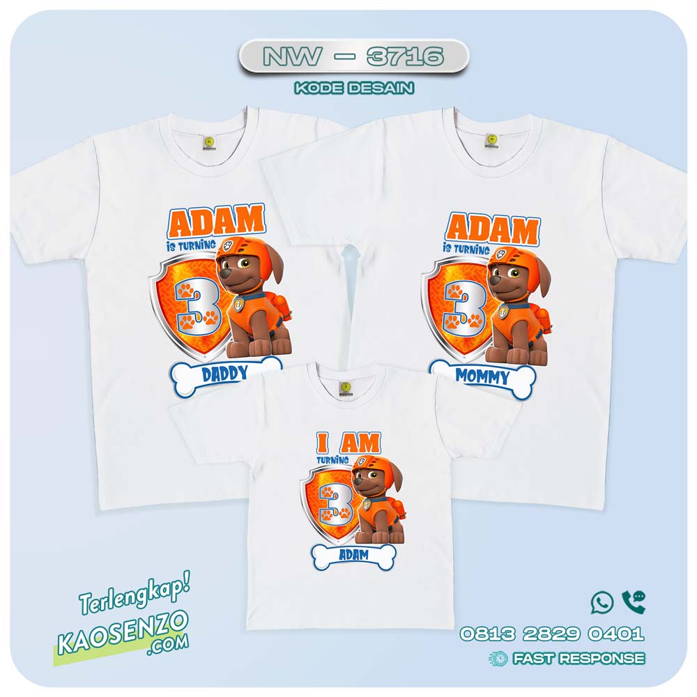 Baju Kaos Couple Keluarga Paw Patrol | Kaos Ultah Anak | Kaos Paw Patrol - NW 3716