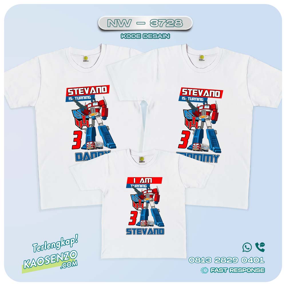 Baju Kaos Couple Keluarga Transformers | Kaos Ultah Anak | Kaos Transformers - NW 3728