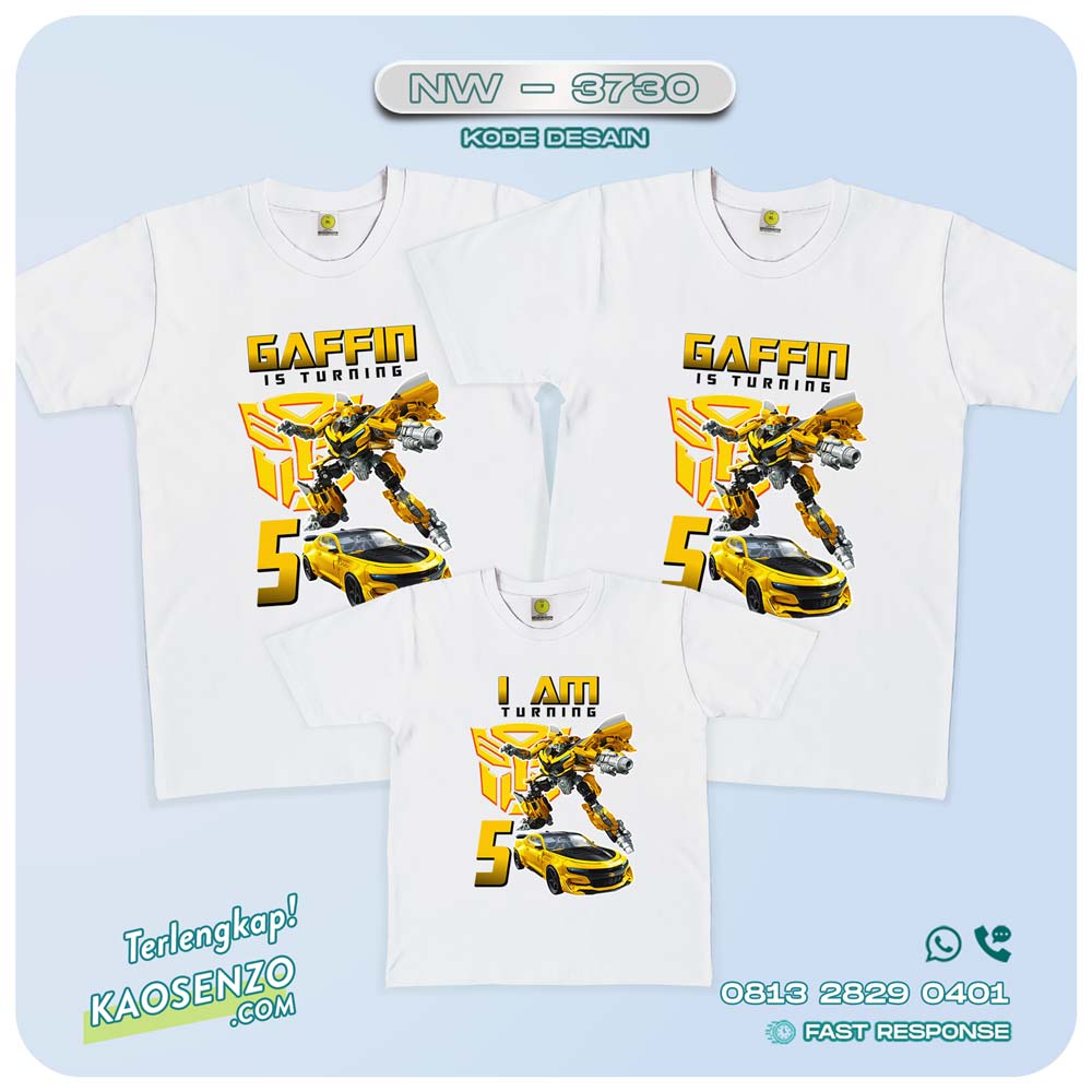 Baju Kaos Couple Keluarga Transformers | Kaos Ultah Anak | Kaos Transformers - NW 3730