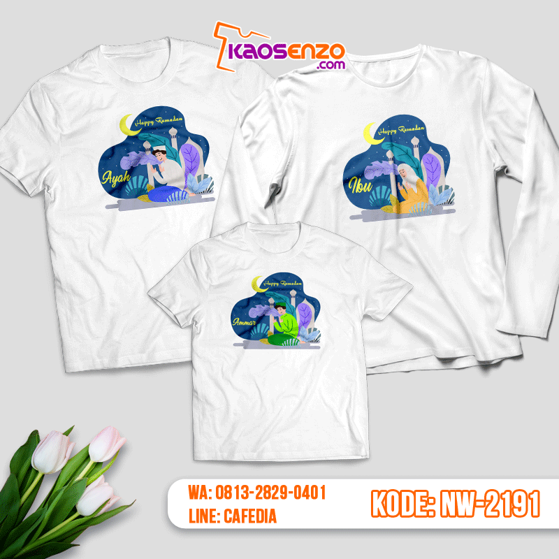 Baju Kaos Couple Keluarga Islami Lebaran | Kaos Family Custom | Kaos Muslim - NW 2191