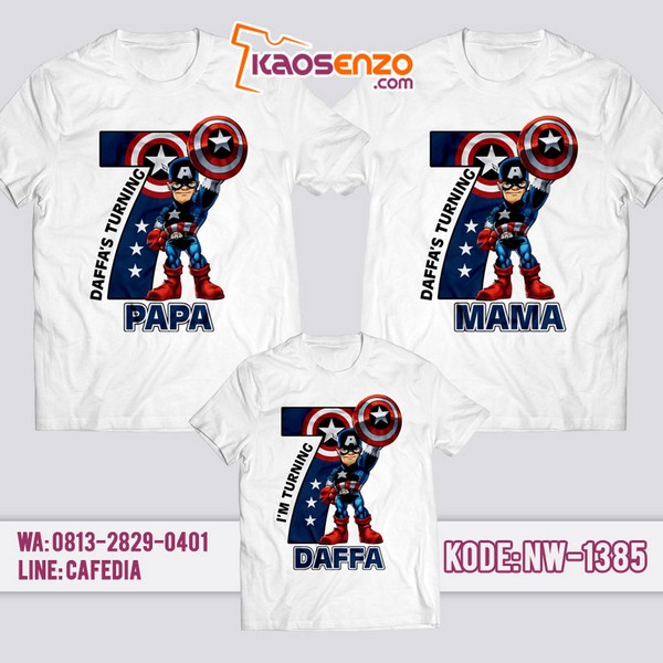 Baju Kaos Couple Keluarga Captain America | Kaos Ulang Tahun Anak | Kaos Captain America - NW 1385