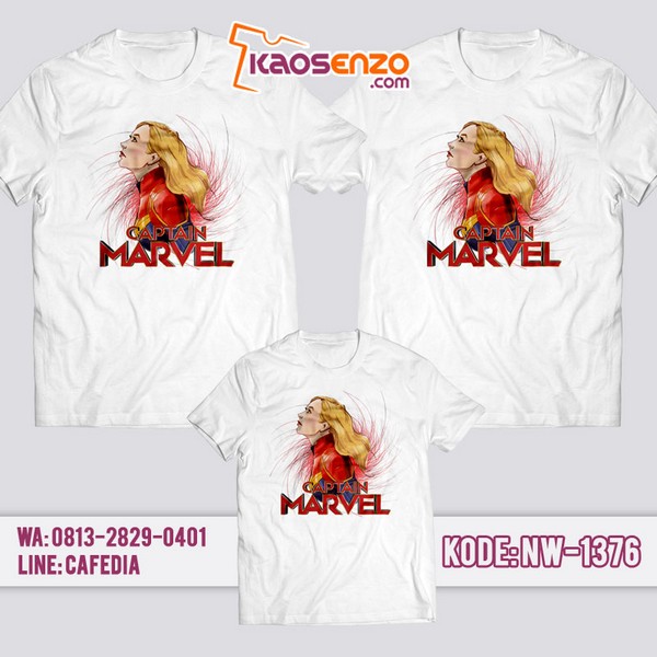 Baju Kaos Couple Keluarga Captain Marvel | Kaos Family Custom | Kaos Captain Marvel - NW 1376