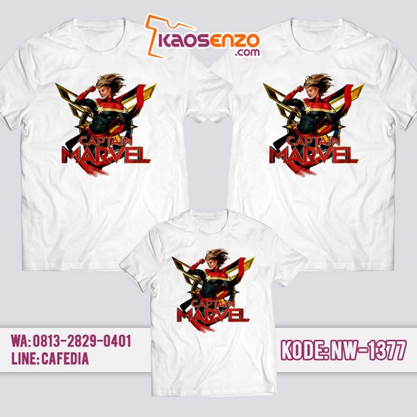 Baju Kaos Couple Keluarga Captain Marvel | Kaos Family Custom | Kaos Captain Marvel - NW 1377