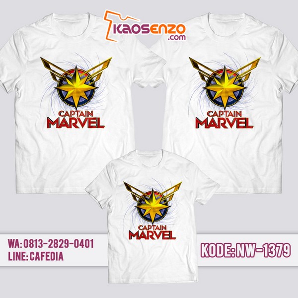 Baju Kaos Couple Keluarga Captain Marvel | Kaos Family Custom | Kaos Captain Marvel - NW 1379