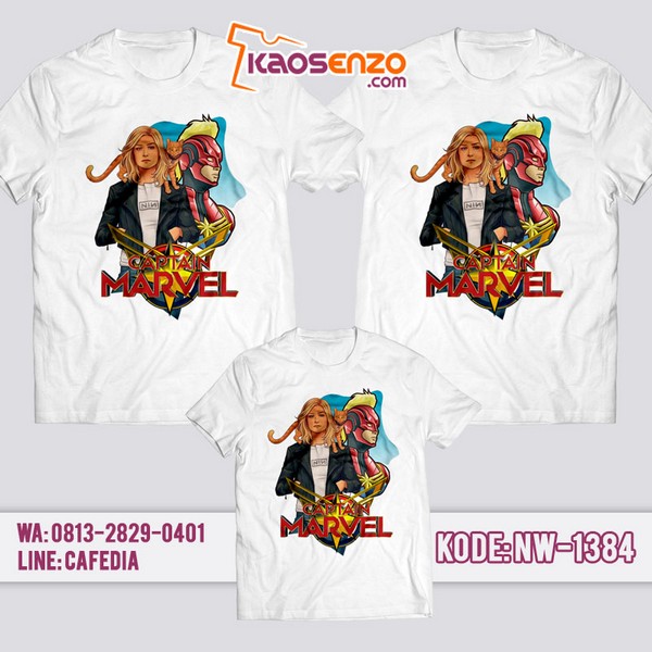 Baju Kaos Couple Keluarga Captain Marvel | Kaos Family Custom | Kaos Captain Marvel - NW 1384