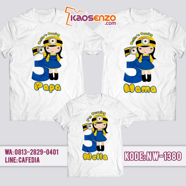 Baju Kaos Couple Keluarga Minion | Kaos Ulang Tahun Anak | Kaos Minion - NW 1380