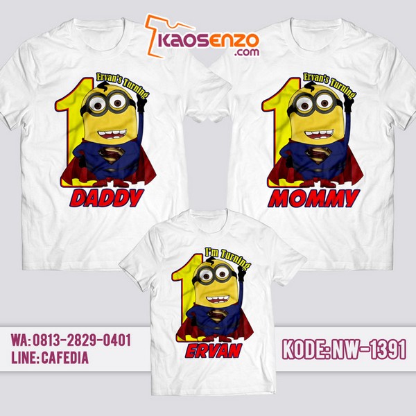 Baju Kaos Couple Keluarga Minion | Kaos Ulang Tahun Anak | Kaos Minion - NW 1391