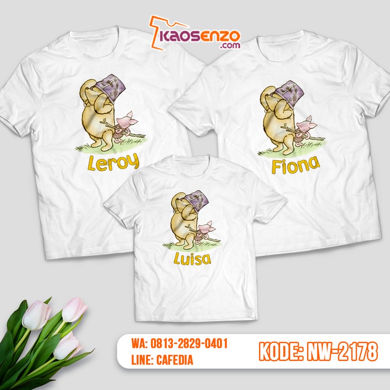 Baju Kaos Couple Keluarga Winnie The Pooh | Kaos Family Custom | Kaos Winnie The pooh - NW 2178