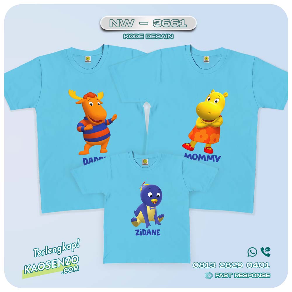 Baju Kaos Couple Keluarga Backyardigans | Kaos Ultah Anak | Kaos Backyardigans - NW 3661