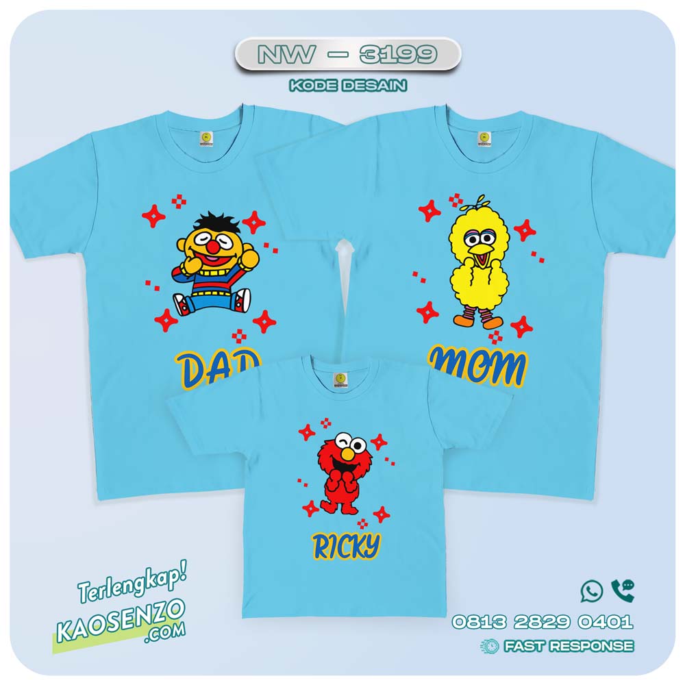 Kaos Couple Keluarga Elmo | Kaos Ulang Tahun Anak | Kaos Elmo - NW 3199