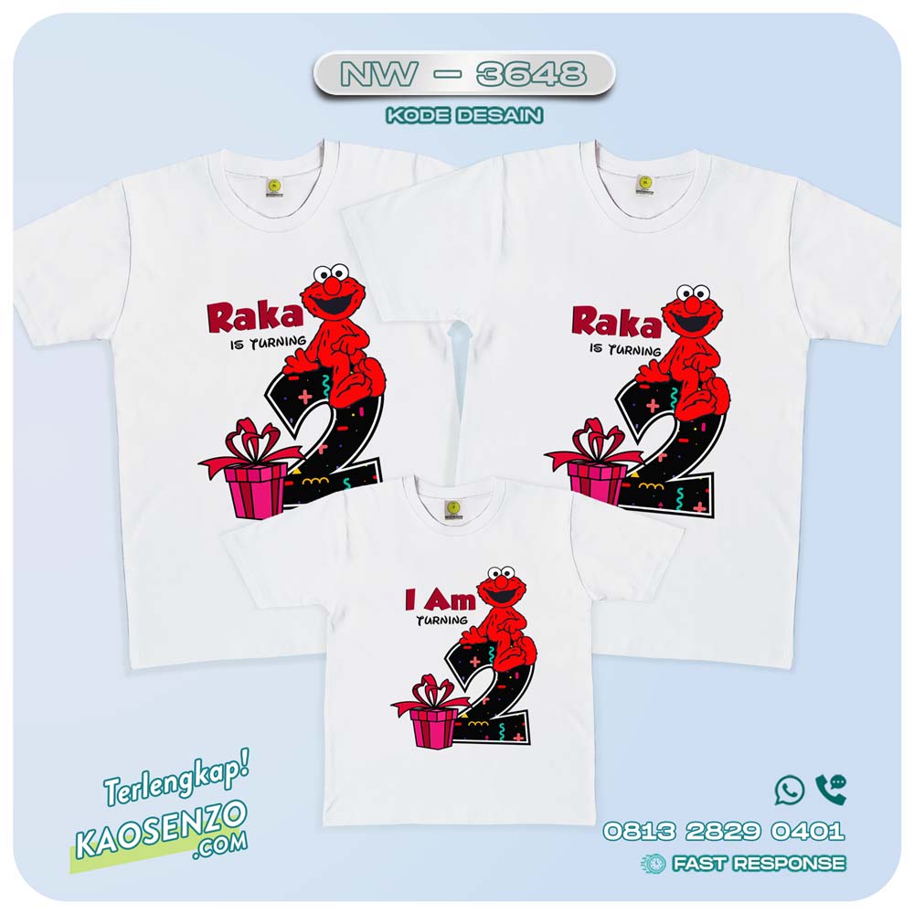 Baju Kaos Couple Keluarga | Kaos Ulang Tahun Anak | Kaos Elmo - NW 3648