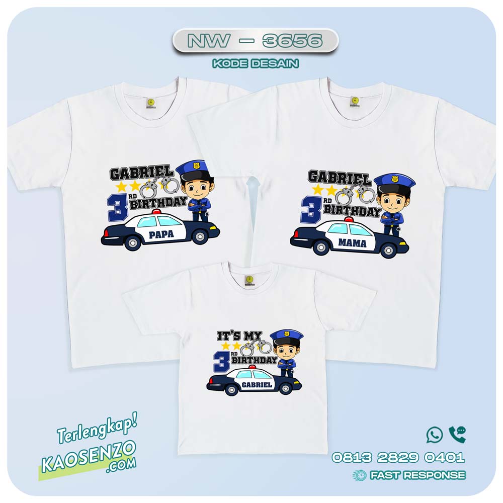 Baju Kaos Couple Keluarga Police | Kaos Ultah Anak | Kaos Police - NW 3656