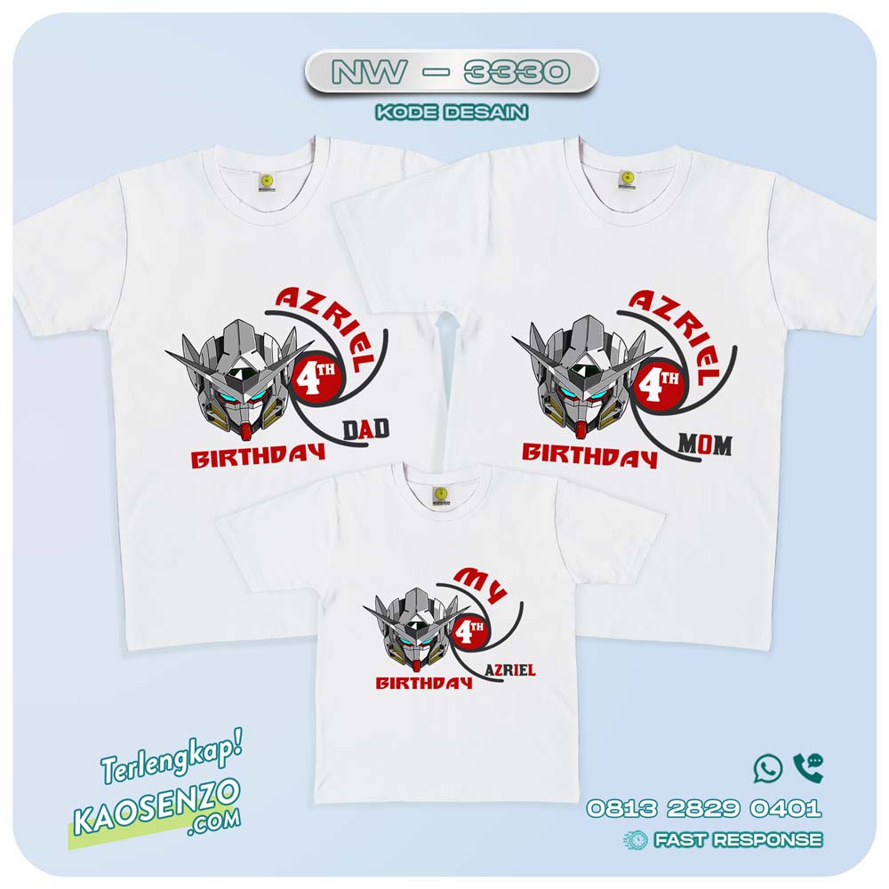 Baju Kaos Couple Keluarga | Kaos Ultah Anak | Kaos Gundam NW 3330