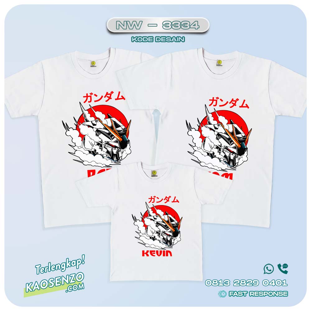 Baju Kaos Couple Keluarga | Kaos Ultah Anak | Kaos Gundam NW 3334