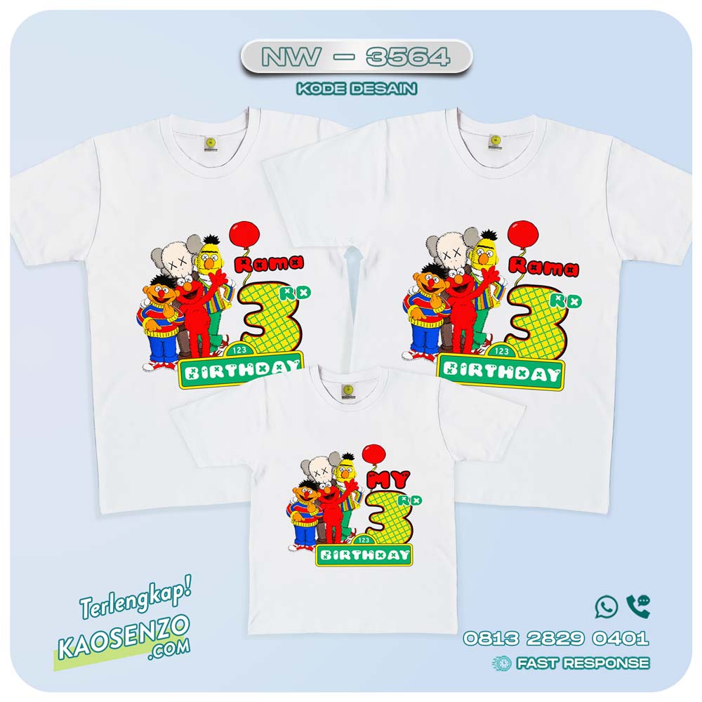 Baju Kaos Couple Keluarga Kaws | Kaos Family Custom | Kaos Kaws- NW 3564