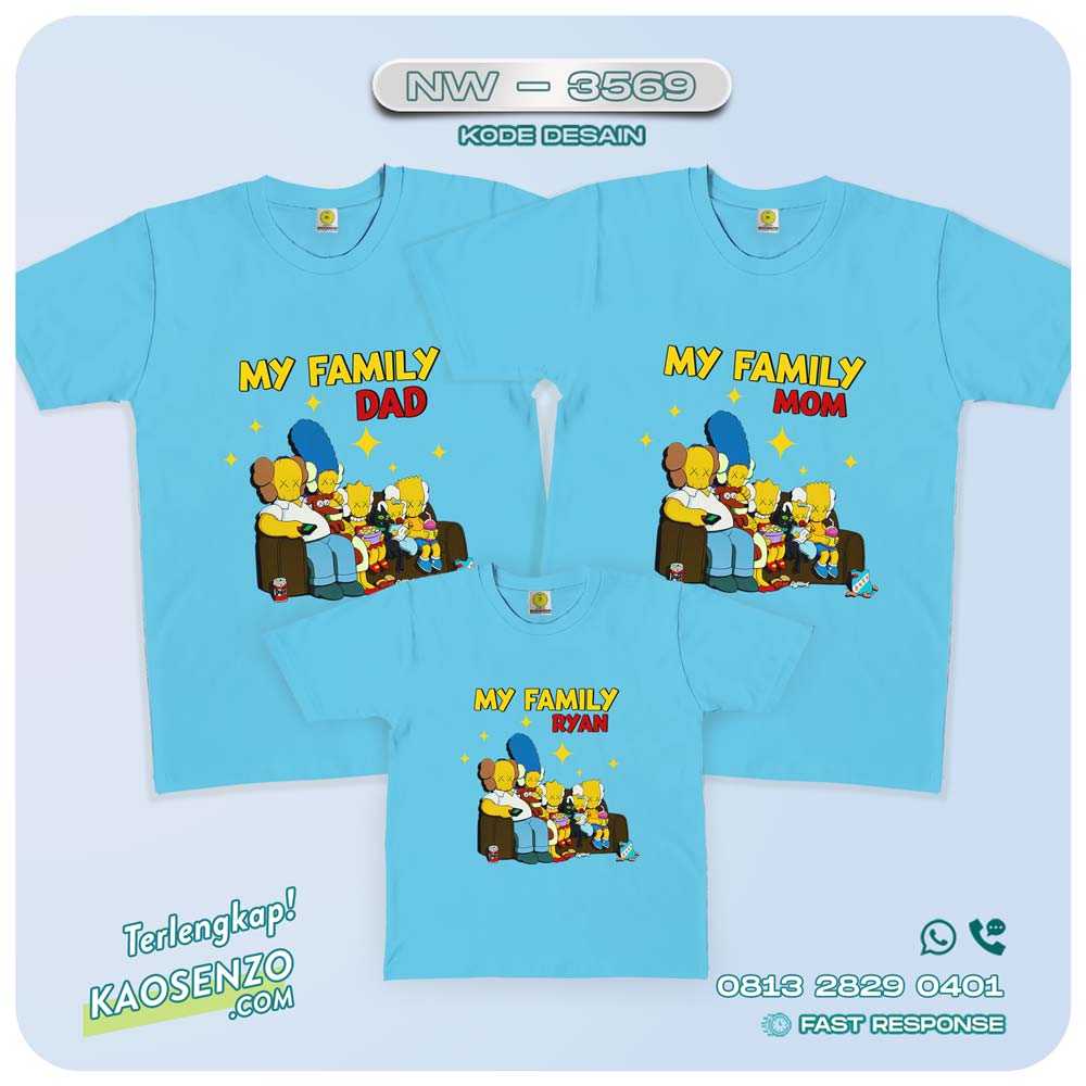 Baju Kaos Couple Keluarga Kaws | Kaos Family Custom | Kaos Kaws- NW 3569