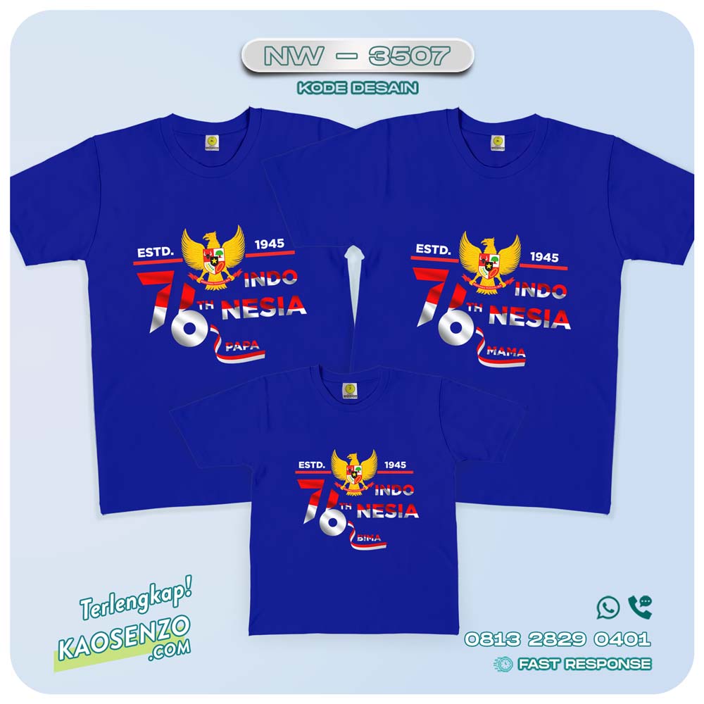 Baju Kaos Couple Keluarga Kemerdekaan | Kaos Family Custom | Kaos Kemerdekaan - NW 3507