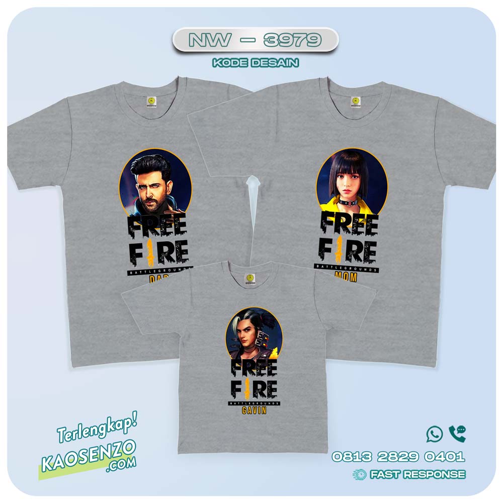 Baju Kaos Couple Keluarga Free Fire | Kaos Family Custom | Kaos Free Fire - NW 3979