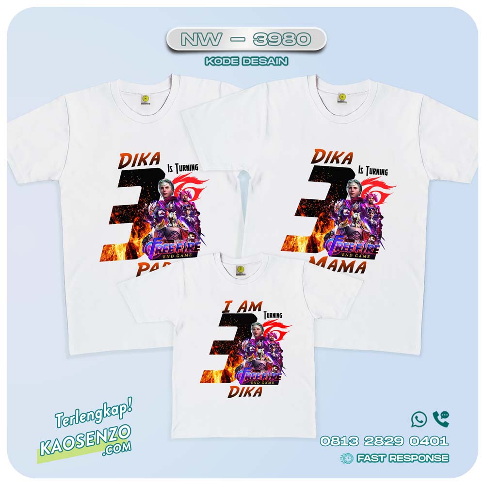 Baju Kaos Couple Keluarga Free Fire | Kaos Family Custom | Kaos Free Fire - NW 3980