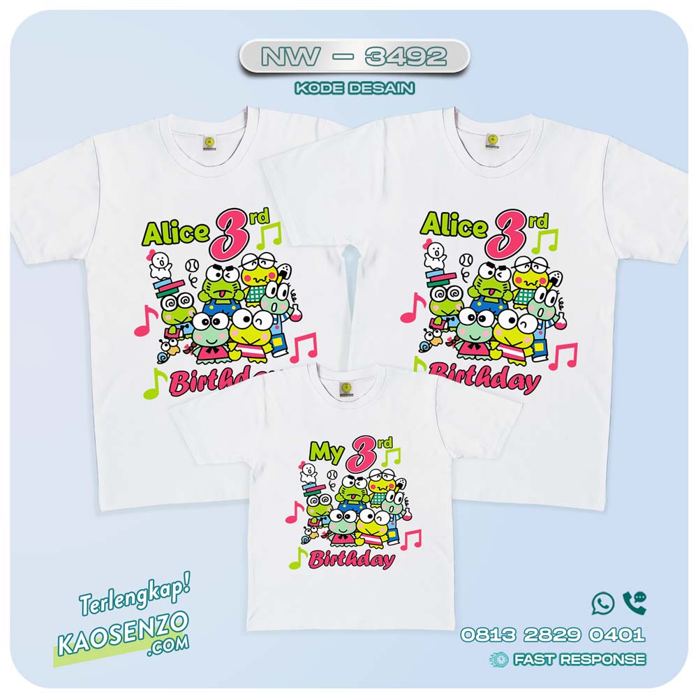 Baju Kaos Couple Keluarga Keroppi | Kaos Family Custom | Kaos Keroppi - NW 3492