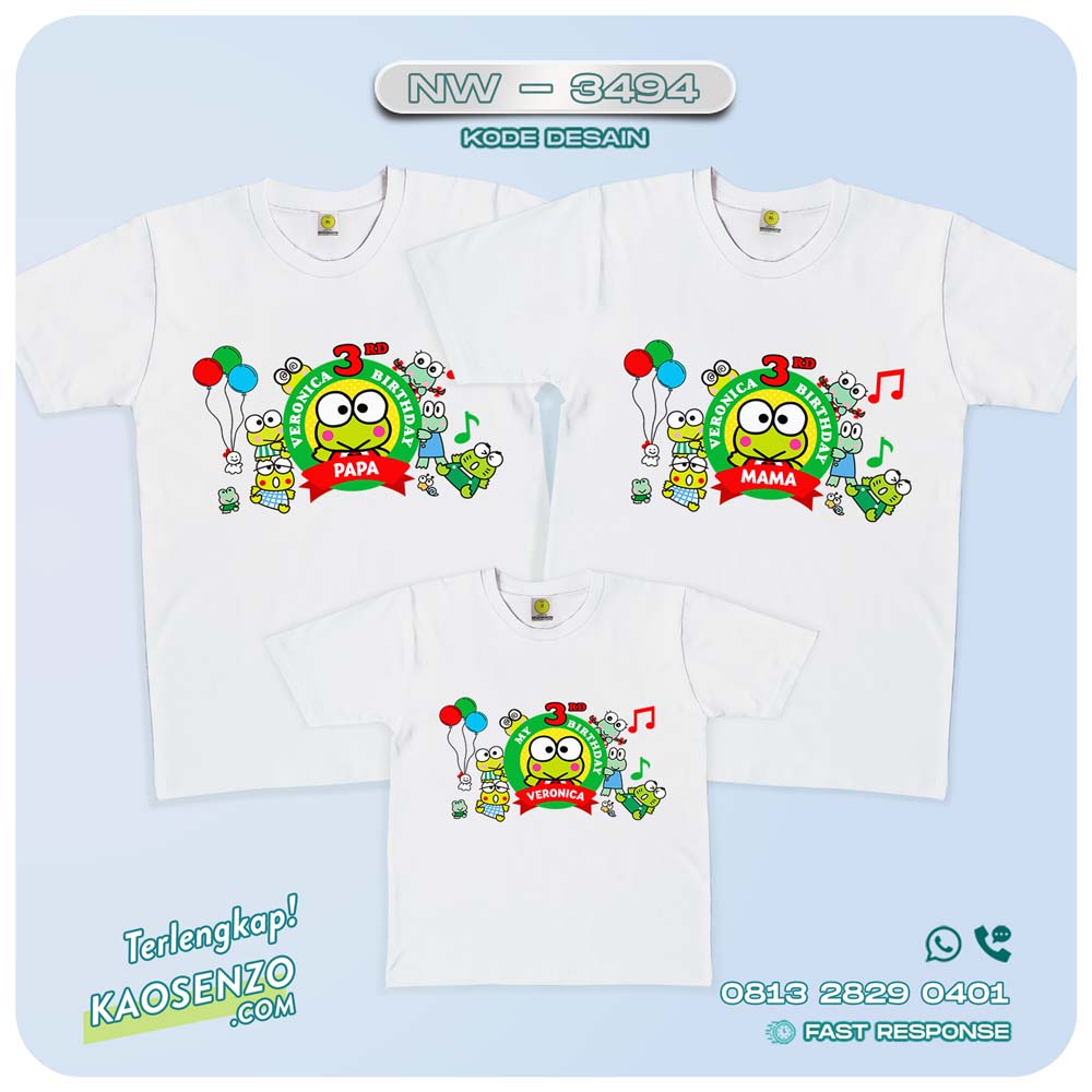 Baju Kaos Couple Keluarga Keroppi | Kaos Family Custom | Kaos Keroppi - NW 3494