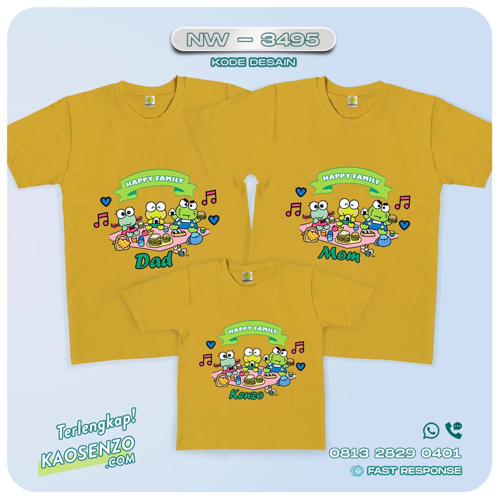 Baju Kaos Couple Keluarga Keroppi | Kaos Family Custom | Kaos Keroppi - NW 3495