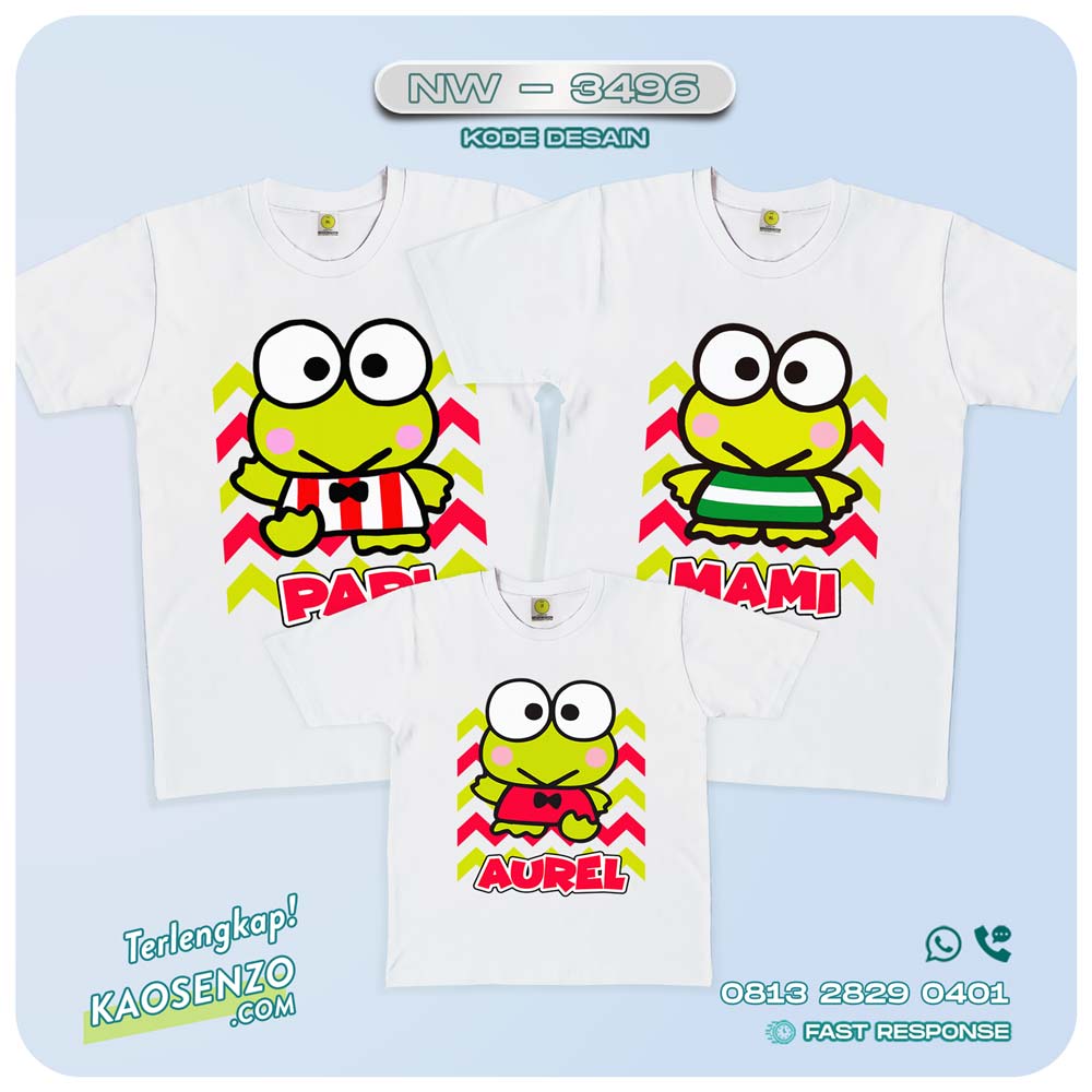 Baju Kaos Couple Keluarga Keroppi | Kaos Family Custom | Kaos Keroppi - NW 3496