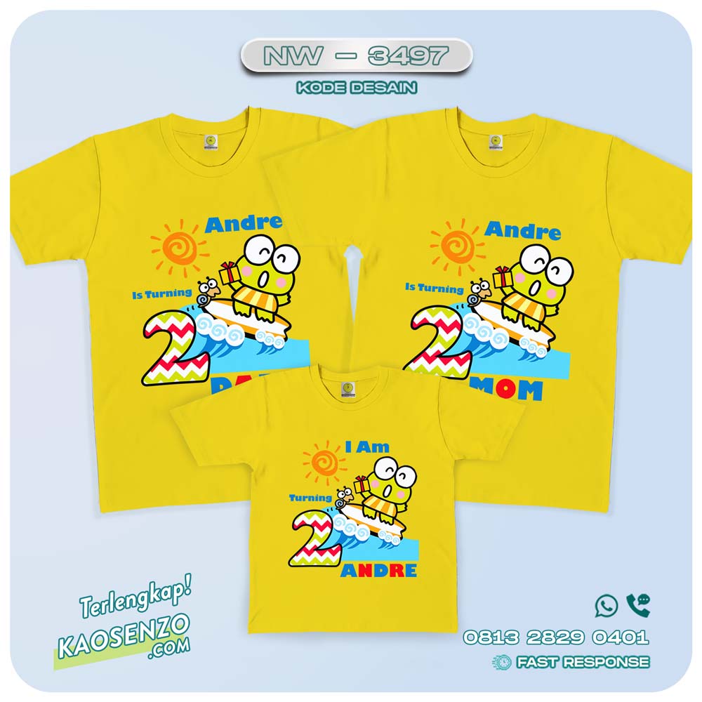 Baju Kaos Couple Keluarga Keroppi | Kaos Family Custom | Kaos Keroppi - NW 3497